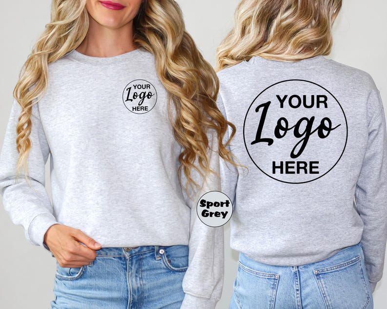Personalized Business Logo Sweatshirt, Custom Logo Hoodie, Customized Company Logo Outfit, Custom Text Front And Back Outfit, Custom Gifts image 2