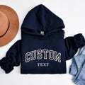 Custom Text Embroidery Hoodie, Custom Saying Clothing, Personalized Text Sweatshirt, Custom Embroidered Varsity Hoodie, Custom Text Apparel