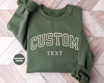 Sweat-shirt avec texte brodé personnalisé, Tenue de dicton personnalisée, Sweat à capuche avec texte personnalisé, Sweat à capuche universitaire brodé personnalisé, Vêtements avec texte personnalisé
