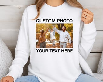 Custom Your Photo Long Sleeve Shirt, Personalized Vintage Image Long Sleeve, Family Picture Tee, Sport Team Logo Outfit, Custom Saying Tee