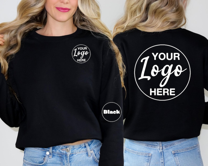 Personalized Business Logo Sweatshirt, Custom Logo Hoodie, Customized Company Logo Outfit, Custom Text Front And Back Outfit, Custom Gifts image 3