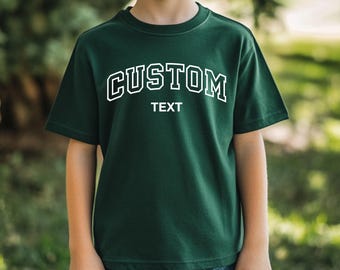 Camiseta infantil con texto personalizado, camiseta juvenil con logotipo escolar personalizado, camiseta juvenil con foto familiar, camiseta juvenil con diseño propio, camiseta infantil con frase personalizada