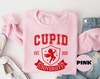 Cupid University Sweatshirt, Valentine's Day Hoodie, Love Cupid Outfit, Funny Valentines Clothing, Couple Matching Hoodie, Cute Women Gifts