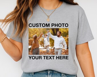 Custom Photo Shirt, Personalized Family Photo Youth Shirt, Custom Memorial Image Tee, Sports Team Logo Tank Top, Custom Saying V-neck Shirt