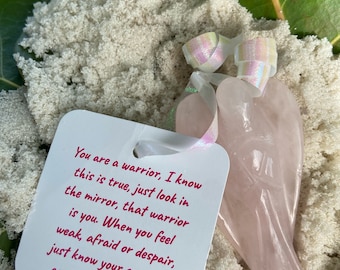 3 Inch Hand Carved Rose Quartz Guardian Pocket Angel