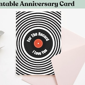 Tarjeta de aniversario para amantes de la música para él, tarjeta de artista músico para su esposo, tarjeta de disco del primer aniversario para su novio, tarjeta de juego de palabras de vinilo para profesor de música