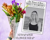 personalized sweet 16 gift for daughter customized sweet sixteen gift for her paper flower wrap for sweet 16 birthday bouquet wrap newspaper