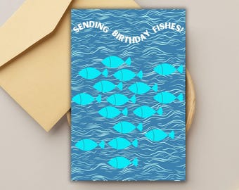 Fisch Geburtstagskarte für Freund Wortspiel Geburtstagskarte für Fischliebhaber Geburtstagskarte Humor Geburtstagskarte für Ihn Lustige Geburtstagskarte für Sie