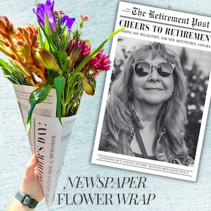 Regalo di pensionamento per donna, carta da regalo con fiori di giornale per collega, regalo di pensionamento per insegnante, carta da regalo con bouquet di fiori di carta, regalo di pensionamento per lei