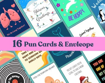 funny pun greeting card set pun card bundle punny card variety pack assorted occasion card sarcastic greeting card set humor assorted card