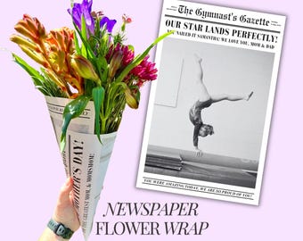 gymnastic gift for daughter gymnast flower bouquet wrap gymnastic coach gift newspaper bouquet wrap gymnastic competition paper flower wrap