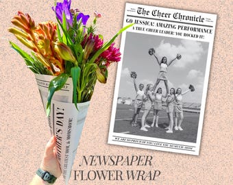 cheerleader gift for daughter custom cheer mom gift cheerleading newspaper flower bouquet wrap cheer competition flower wrapping paper cheer