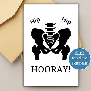 cartão engraçado de substituição do quadril cartão de cirurgia de substituição do quadril para presente de cirurgia do quadril hip hip hooray cartão para cartão de recuperação do quadril humor presente para amigo