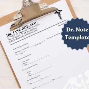 Nota de excusa médica para la escuela Formulario de licencia por enfermedad imprimible para el trabajo Nota de cita médica para el lugar de trabajo Nota de MD para atención de urgencia Carta de excusa médica