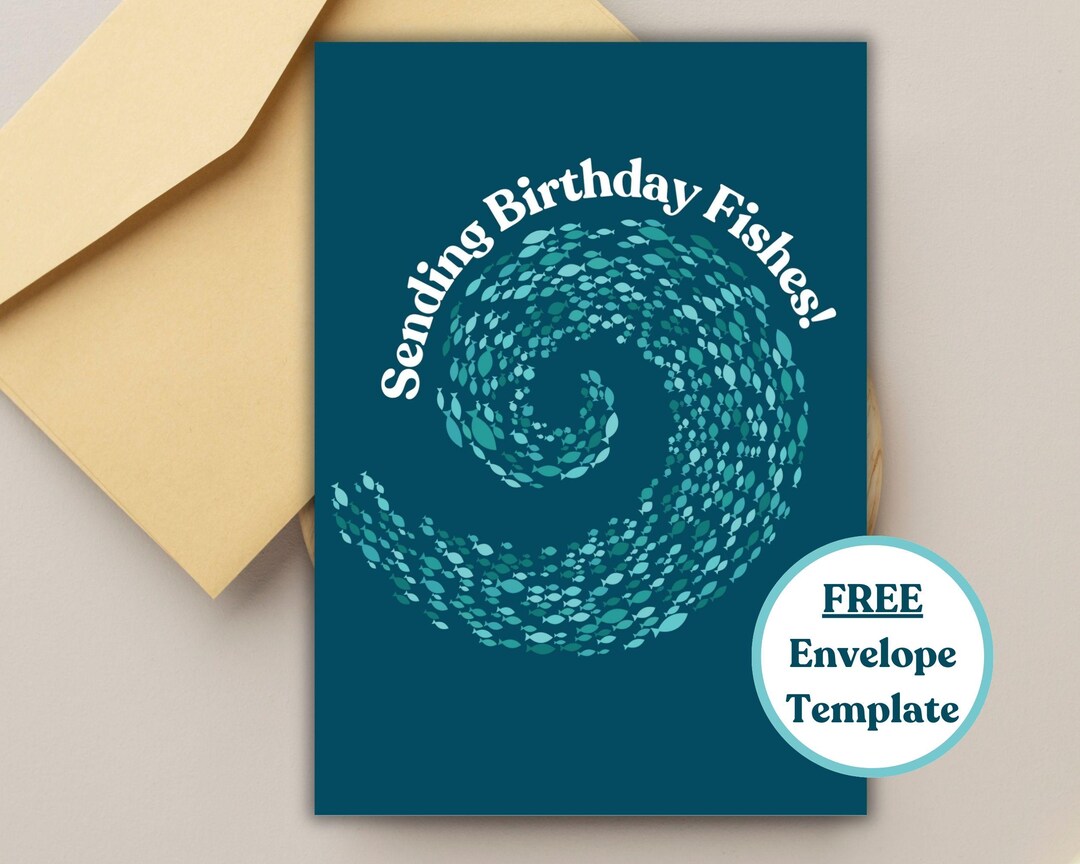Wave Birthday Card for Him Fishing Birthday Card for Dad Fish Lover Pun ...