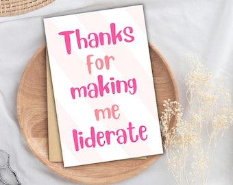 funny teacher appreciation week card for english teacher thank you card humorous favorite teacher end of year card sarcastic teacher card