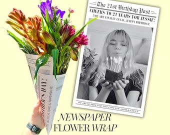 21. Geburtstag Geschenk für sie personalisierte 21. Geburtstag Geschenk für Mädchen bday Papierblume Zeitung wickeln 2004 Meilenstein Geschenk 21 Geburtstag Blumenstrauß
