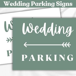 sage green wedding parking sign w directional arrow sign for wedding reception parking signage DIY rustic ceremony parking decor for event