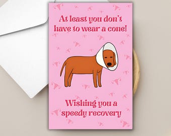 śmieszna karta histerektomii dla przyjaciela, wracaj do zdrowia, zabawna karta macicy dla siostry, karta operacji histerektomii dla karty raka macicy, miłośnik psów