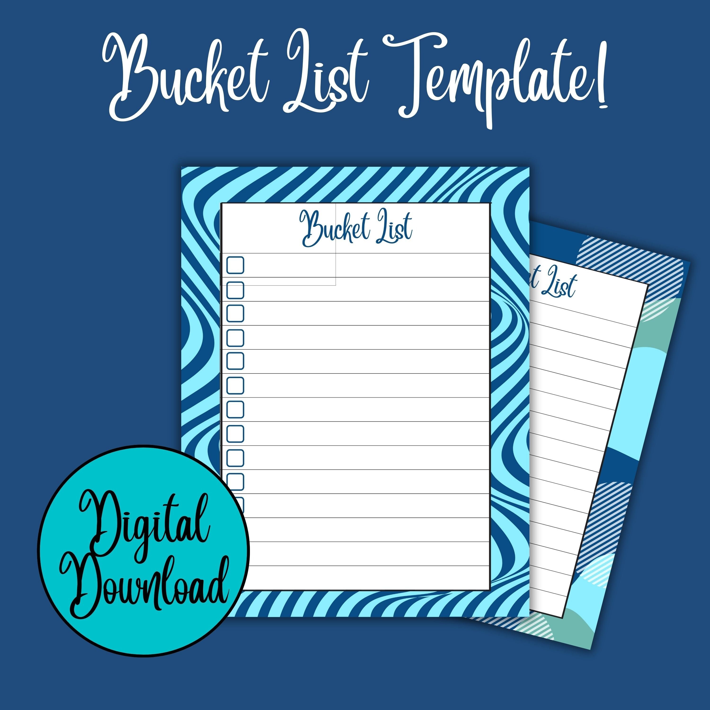 Bucket List Printable Template Fun Travel Bucket List Spring Bucket ...