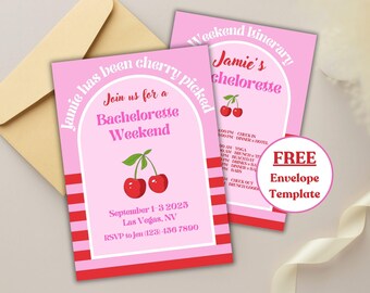 trendy bachelorette party invitation cherry theme bachelorette weekend itinerary cherry trend shes the cherry on top fun bach party schedule