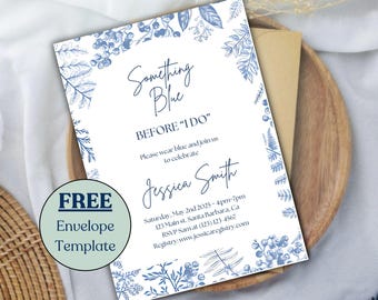 something blue before i do invite custom bridal shower invitation template toile blue shower invitation something blue wedding shower invite