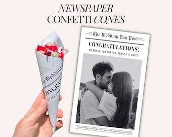 wedding send off petal toss cone template newspaper confetti for wedding exit confetti cone flower toss reception send off flower printable