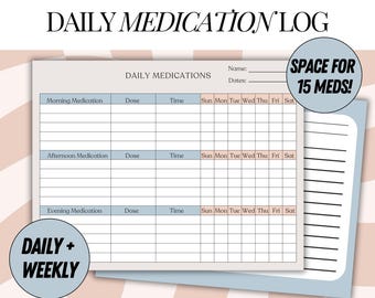 Journal quotidien des médicaments imprimable Suivi des médicaments quotidiens Tableau des horaires de médication journal des ordonnances matin/après-midi Suivi des médicaments pour infirmière Liste des appels reçus