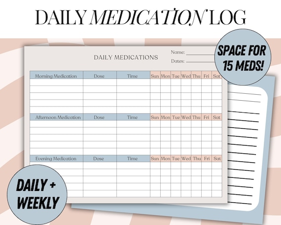 daily medication log printable daily medication tracker medication schedule chart am/pm prescription log medicine tracker for nurse rx list