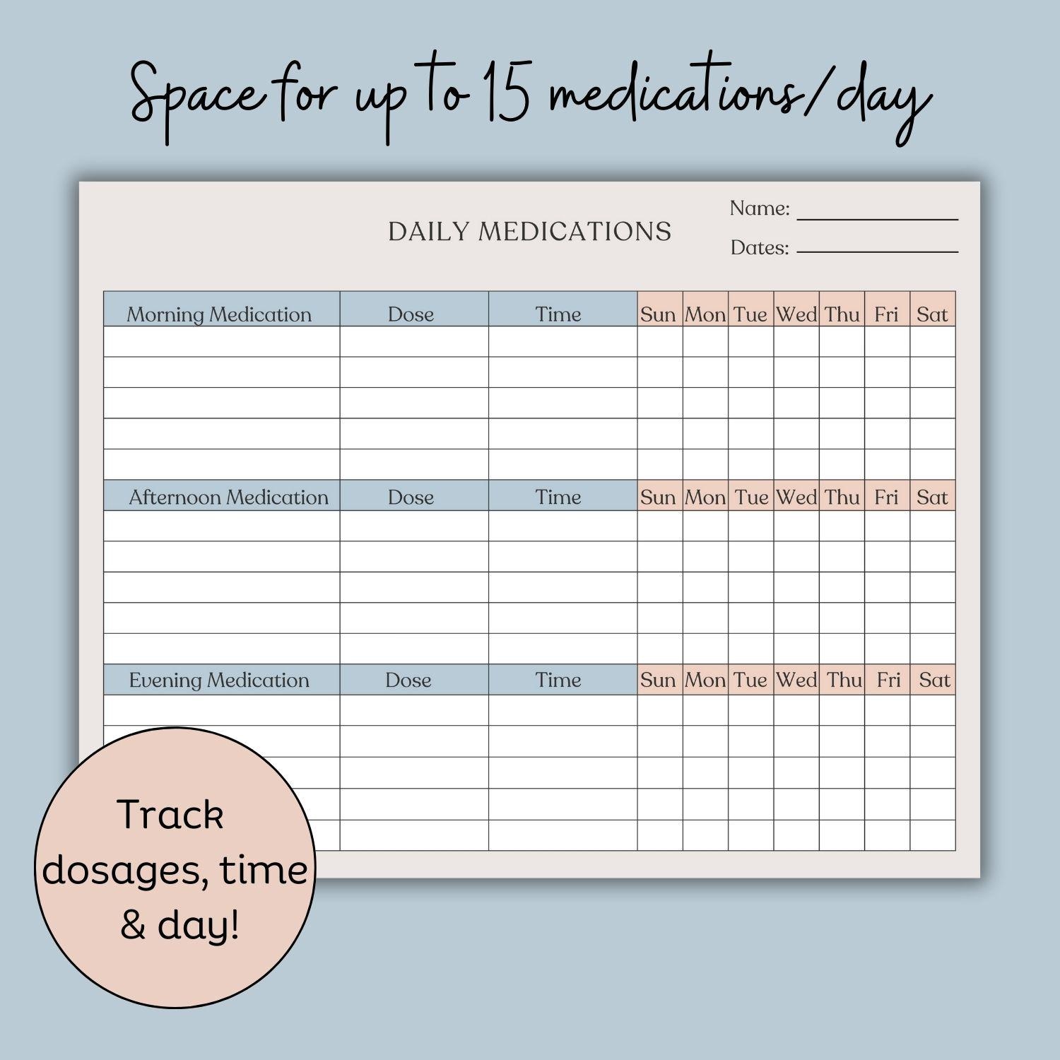 Daily Medication Log Printable Daily Medication Tracker Medication ...