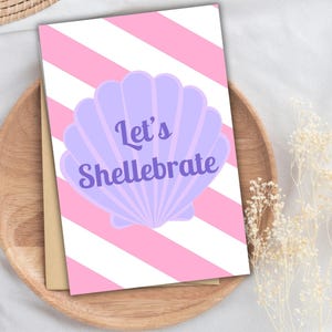 Tarjeta de cumpleaños con conchas marinas de moda para ella, tarjeta de cumpleaños playera para celebrar un cumpleaños, tarjeta de conchas marinas, tarjeta costera para su mejor amiga