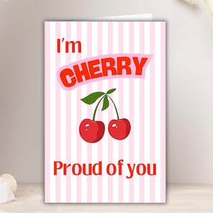 carte de remise des diplômes cerise pour sa fille carte d'encouragement tendance cerise pour elle carte de félicitations pour diplômée fière de vous carte de soeur