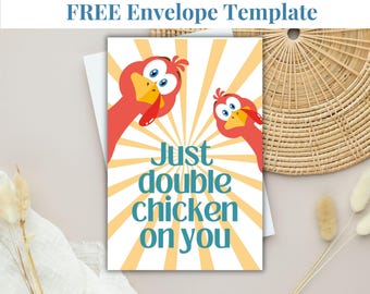 Tarjeta divertida de pollo para un amigo que piensa en ti, tarjeta de pollo, divertido pollo pensando en ti, regalo para amantes de los animales, tarjeta de juego de palabras, tarjeta de registro