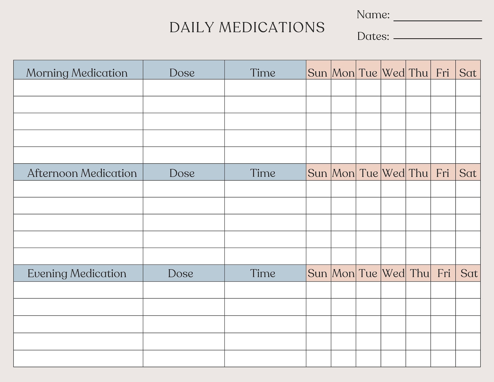Daily Medication Log Printable Daily Medication Tracker Medication ...