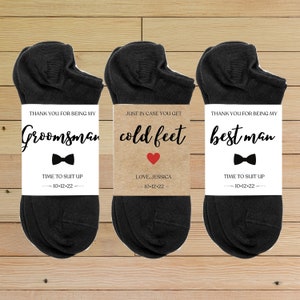 sock wrap custom sock label just in case you get cold feet sock wrapper wedding sock gift for groom funny best man gift funny groomsman sock