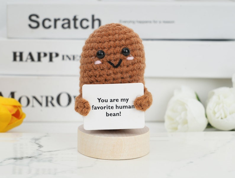 Handmade Crochet Coffee Bean Coffee Cup, Custom Crochet, Mother's Day Gifts for Her/Him, Crochet Desk Buddy, Emotional Support Gifts zdjęcie 5