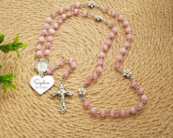 Perline di rosario personalizzate, regalo di battesimo personalizzato, rosario per la vita, regalo di battesimo, regalo di prima comunione, ricordo del bambino, rosario della madre