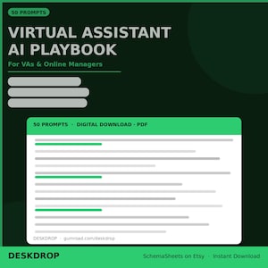 ChatGPT Prompts for Virtual Assistants — 50 AI Prompts for VA Business + Client Management — Digital Download PDF