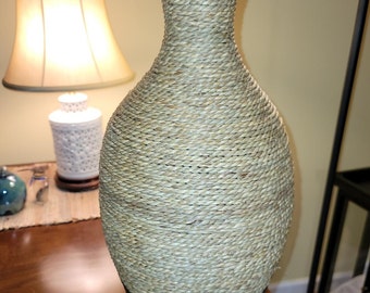 21" Brown Vase Seagrass Handmade Tall Woven Floor Vase, Flower Vase for Home Living Room Decor