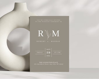 Minimalist Wedding Invitation Template: DIY Editable Invite (Digital Download)
