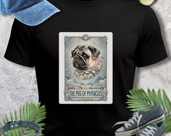 Pug of Pentacles Tarot Card T-Shirt | Unique Pug Lover Gift