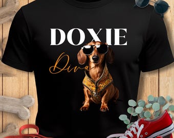 Dachshund Shirt: Funny Doxie Diva  Sausage Dog Graphic Tee for Dog Moms