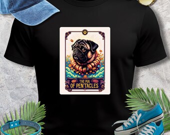 Pug of Pentacles Tarot Card T-Shirt | Mystic Pug Lover Tee