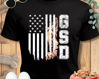 Patriotic German Shepherd T-Shirt | American Flag GSD Tee