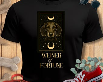 Weiner Dog Shirt Tarot Card Motif:  Funny Weiner of Fortune Doxie Mama Tshirt