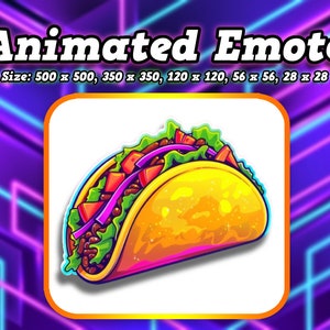 Yummy Taco Animated Emote for Twitch, Kick, Discord and many more, High Quality Streamer Emotes, Food Emote Animated for viewers and subs