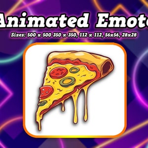 Yummy animated Pizza emote for Twitch, Discord and Kick, Streamer Emotes animated, Pizza GIF and Static Image, Livestreaming Icons, 5 Sizes