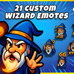 21 Wizard Emotes for Twitch & Kick - Streamer Cartoon Emotes PNG - 112x112px