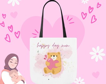 Bolso tote de lona, regalo para mamá, día de la madre, bolsa con diseño osito, bolsa por el día de la madre, bolsa para mamá