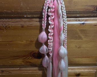 Pastel Pink Blonde Braided Hair – Fairy, Princess, Festival Hair Extensions - Mermaid Bubble Braids – Pink & Blonde Clip-In Braided Hair